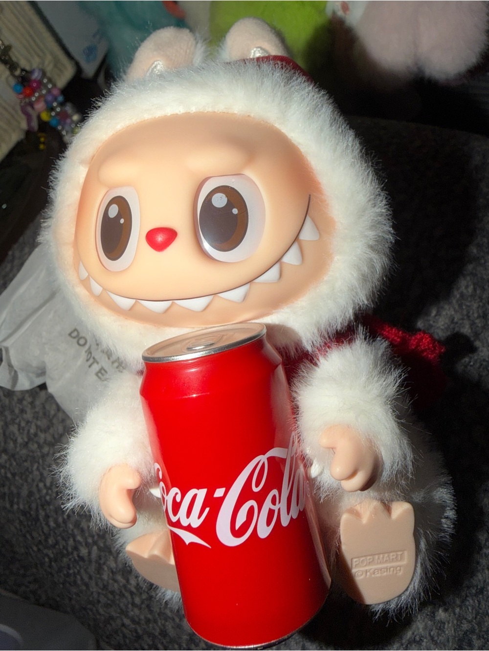 Coca-Cola Series plush toy,the "Happy Factor" Labubu With miniature Coke can. - Picture 5 of 9